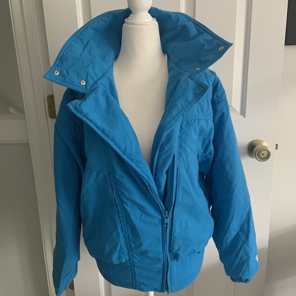 80s Roffe Natalie Cerulean blue Ski Jacket women sz 8 made in the USA Excellent